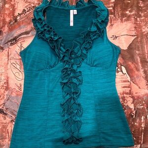 Teal Ruffled Women's Top